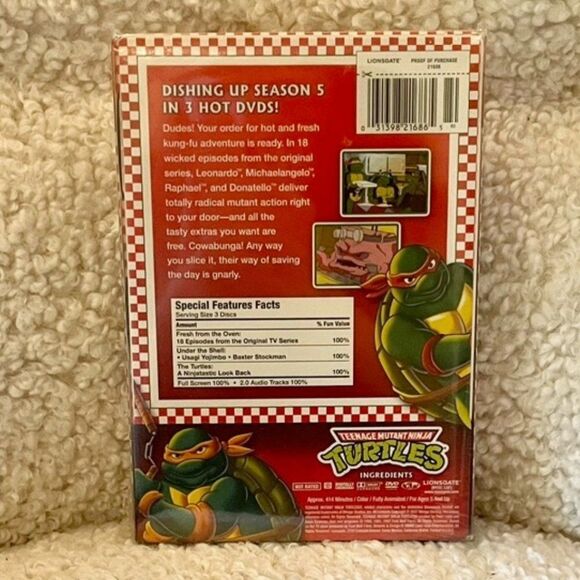 Teenage Mutant Ninja Turtles Season 5 DVD (3-disc boxed set) pizza box design - Picture 2 of 2